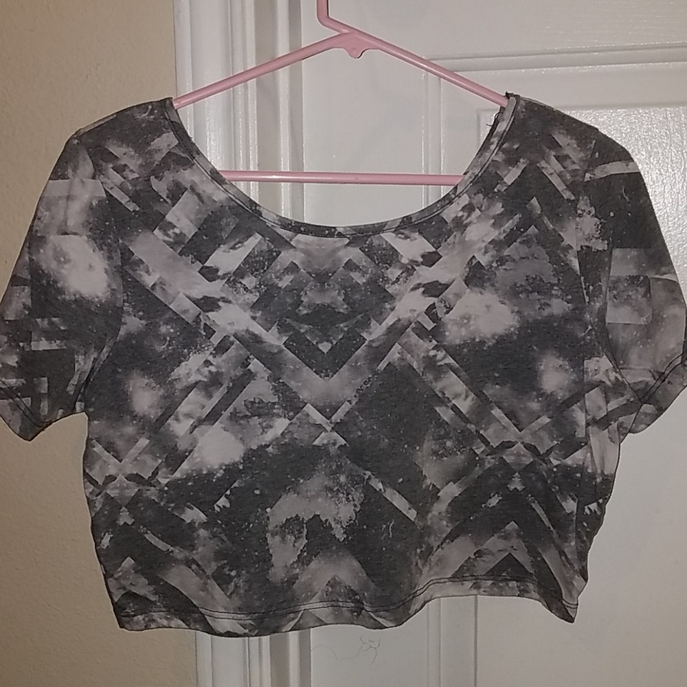 Gray and white crop top